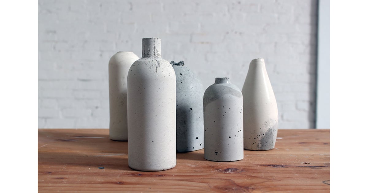 DIY Concrete Bottle Vases Flower Vase Alternatives POPSUGAR Home