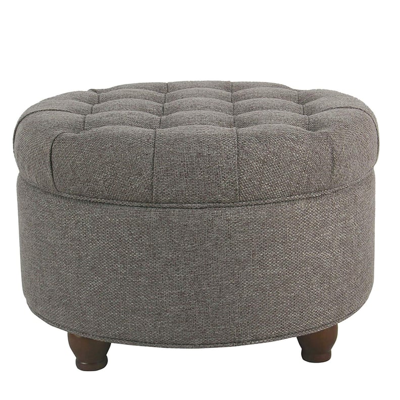 HomePop Large Button Tufted Round Storage Ottoman