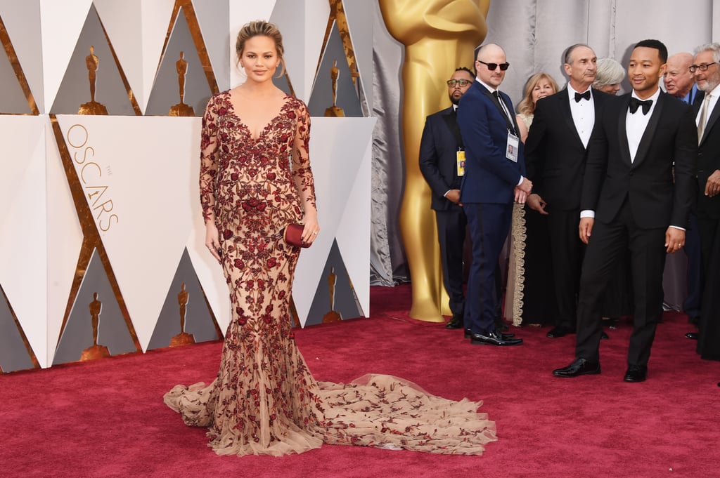 Chrissy Teigen's Marchesa Dress at Oscars 2016