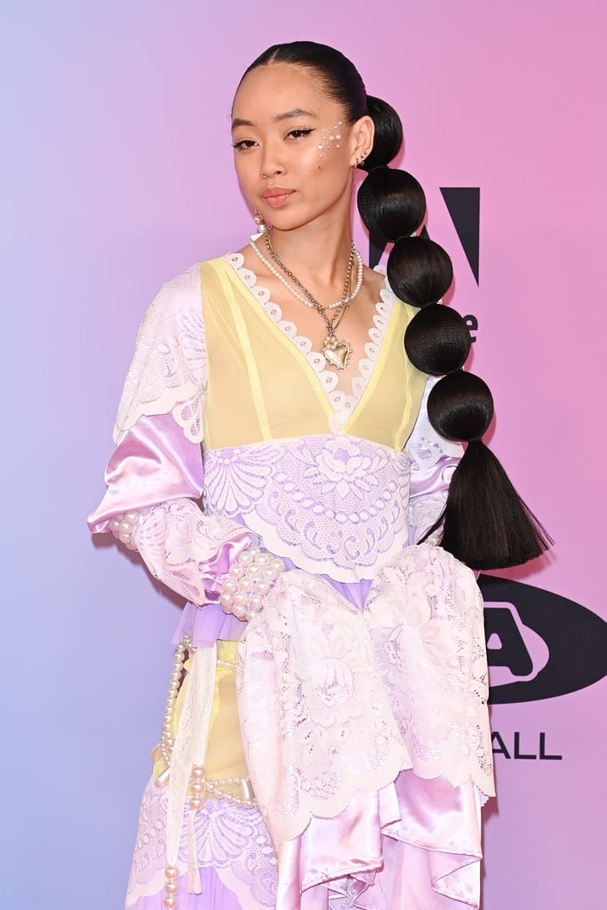 Griff's Pearl Bubble Braid and Makeup at 2021 MTV EMAs