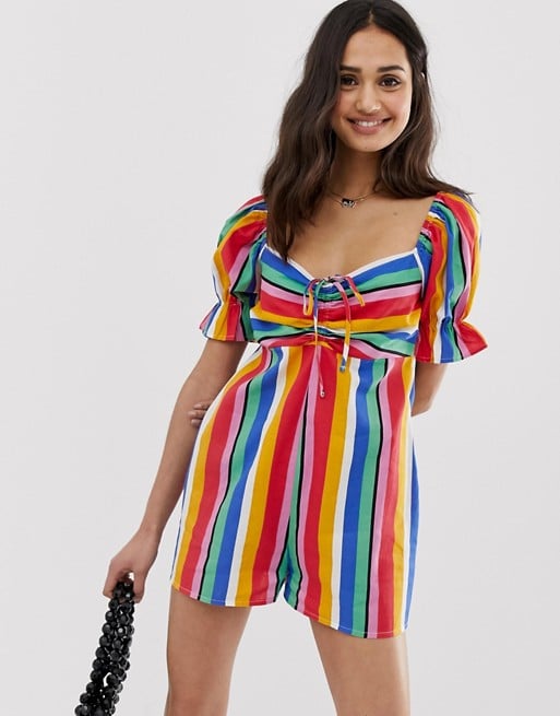 ASOS DESIGN Rainbow Stripe Romper