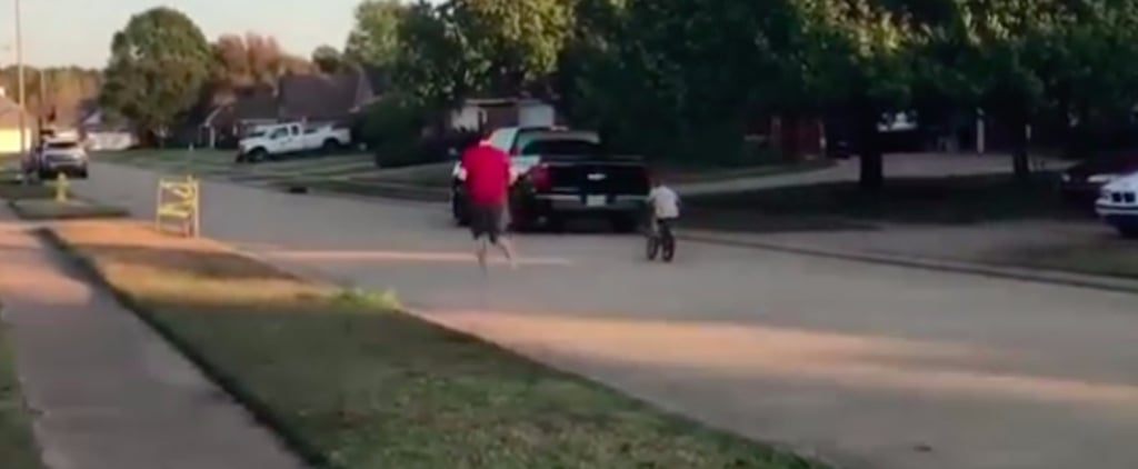 Dad Saves Son From Crashing His Bike Without a Helmet On
