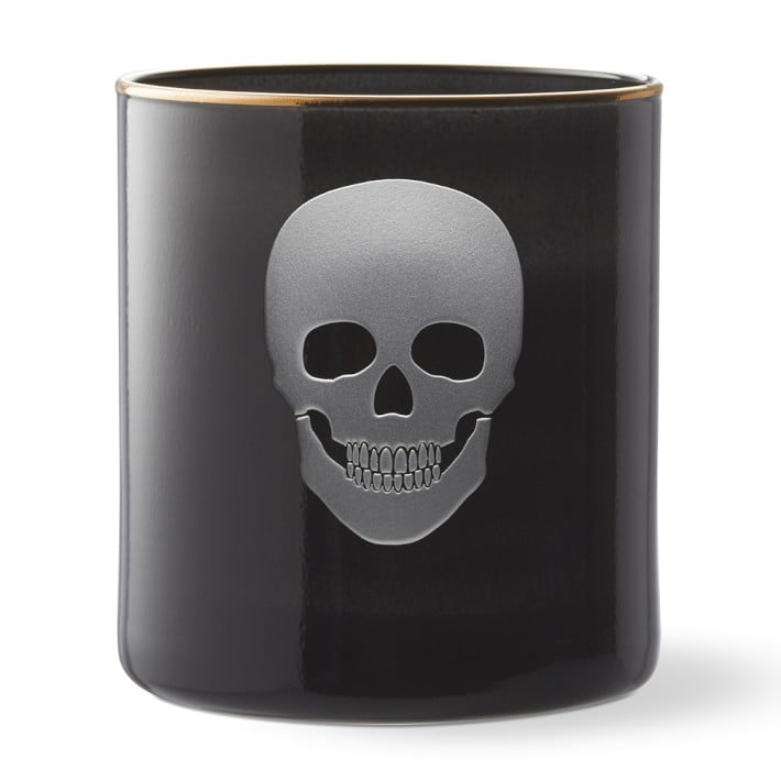 Halloween Skull Double Old-Fashioned Black Glass ($15)