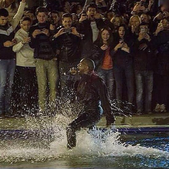 Kanye West Jumps Into Swan Lake During a Free Concert