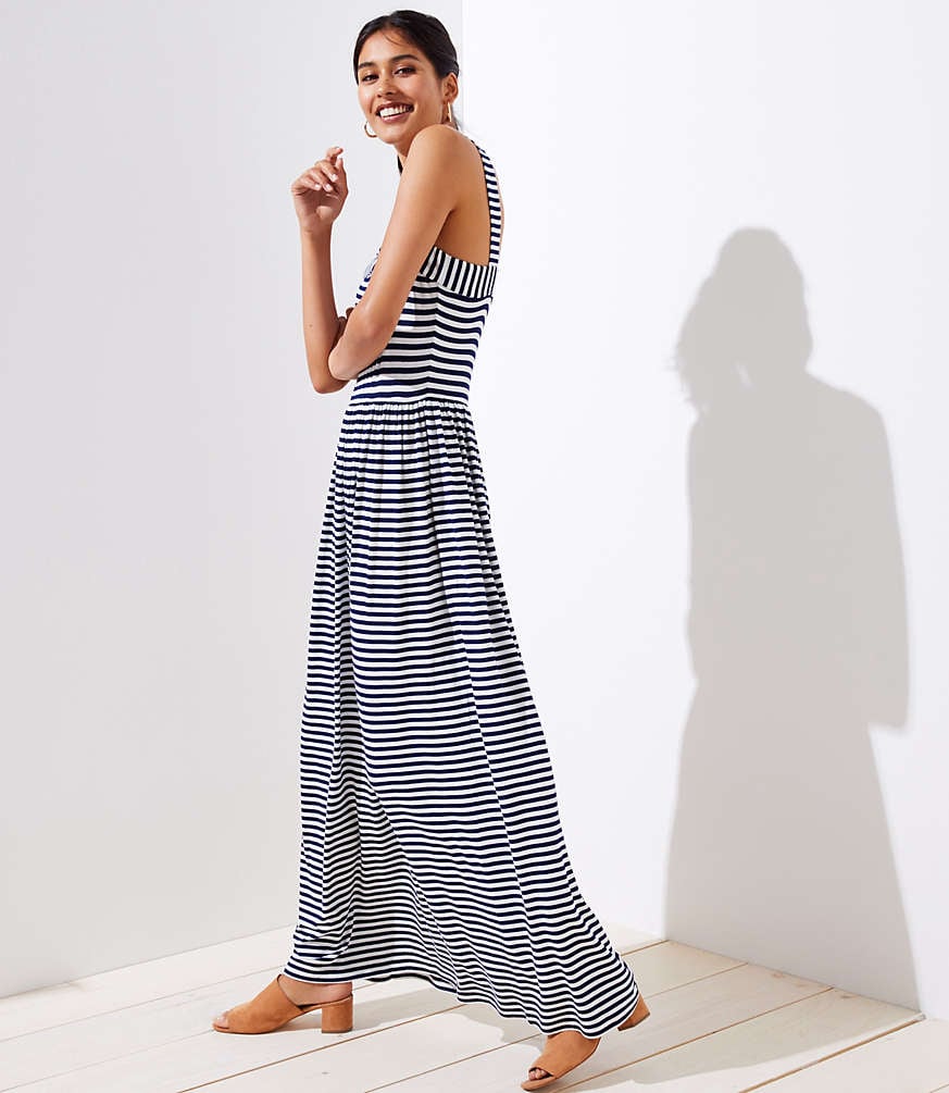 LOFT Striped Strappy Maxi Dress