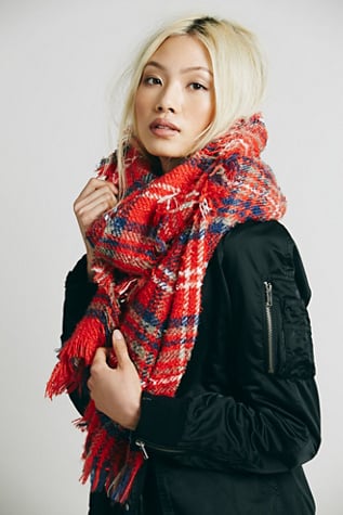 Free People Oversized Plaid Scarf