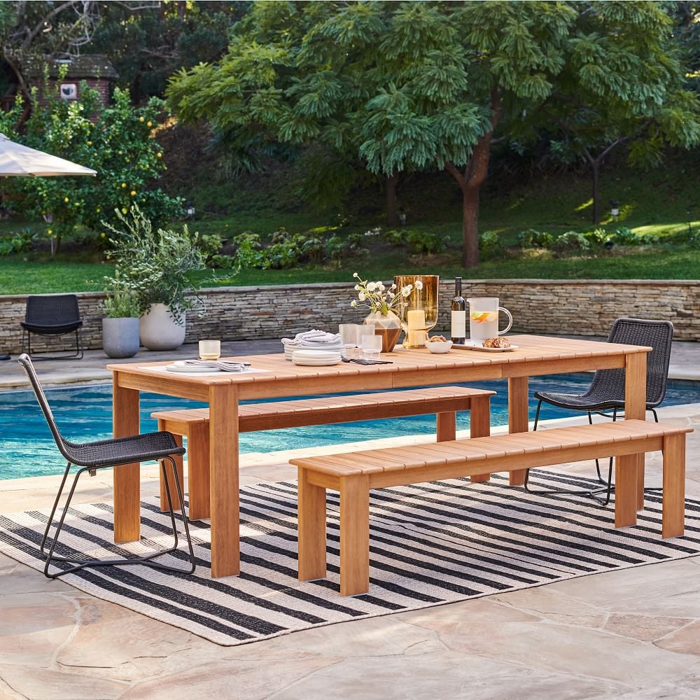 West Elm Playa Outdoor Dining Table & Benches Set | Aurora James