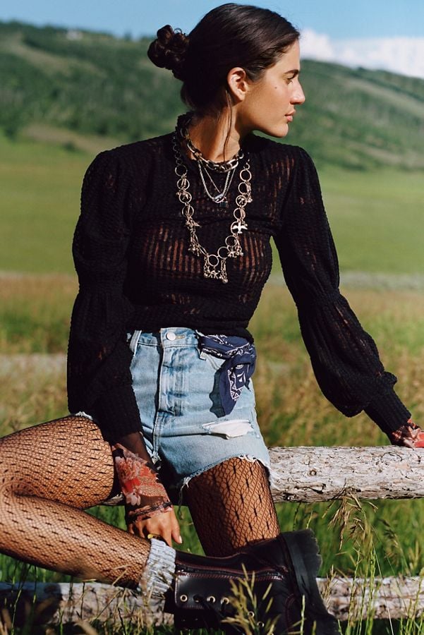 mesh mock neck