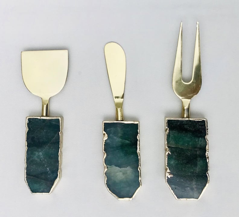Green Agate Cheese Knives/Spreaders  (Set of 3)