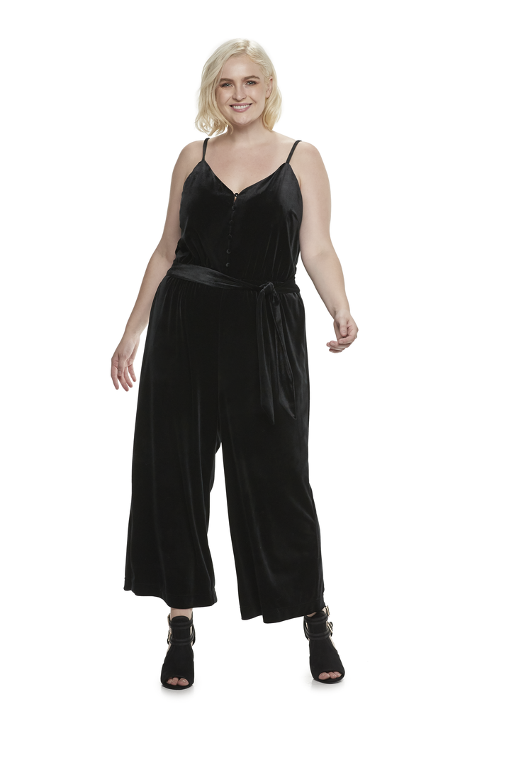 Velvet Wide Leg Jumpsuit in Jet Black POPSUGAR Kohl's Plus Size