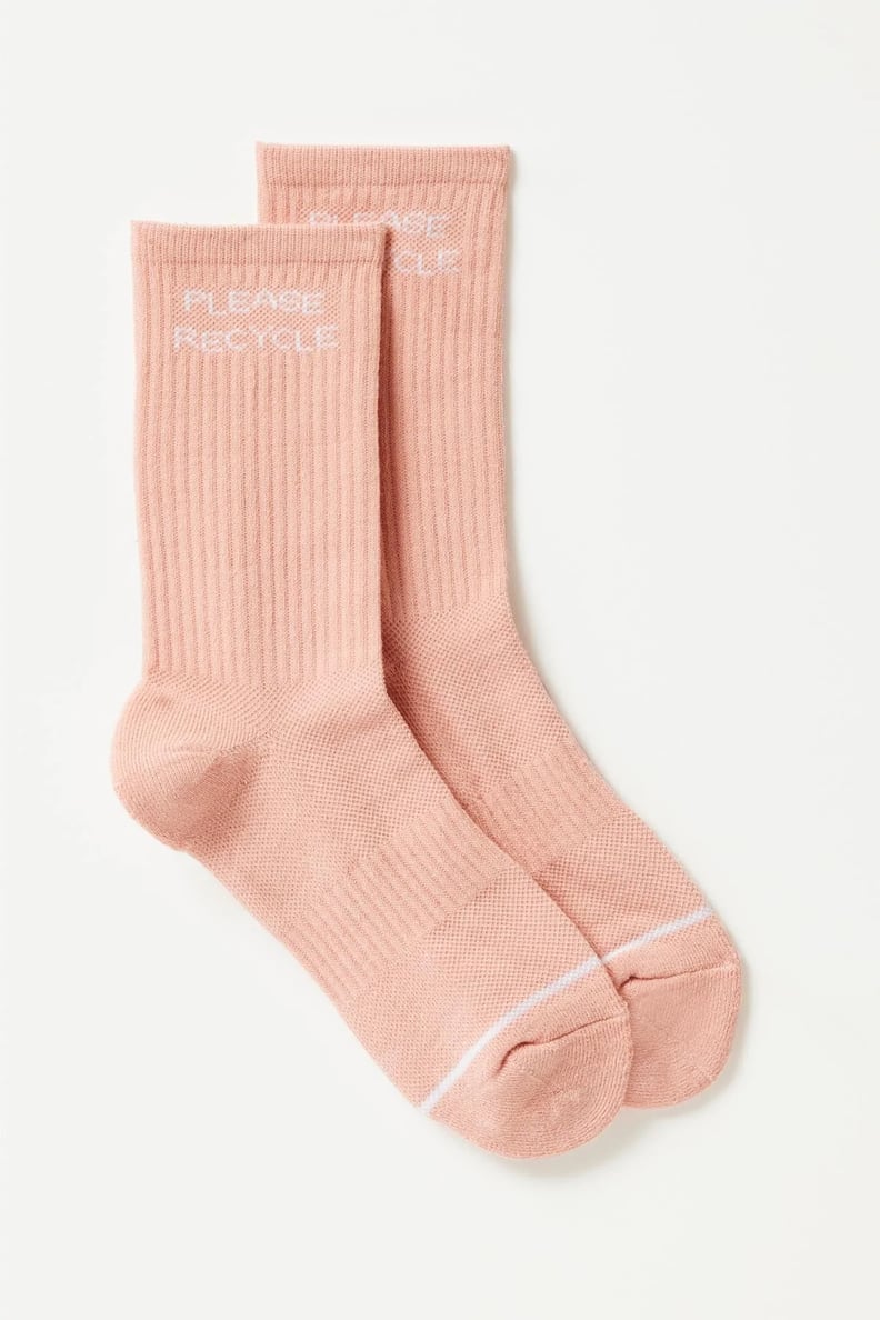 An Eco Stocking Stuffer: Girlfriend Collective Misty Rose Please Recycle Crew Sock