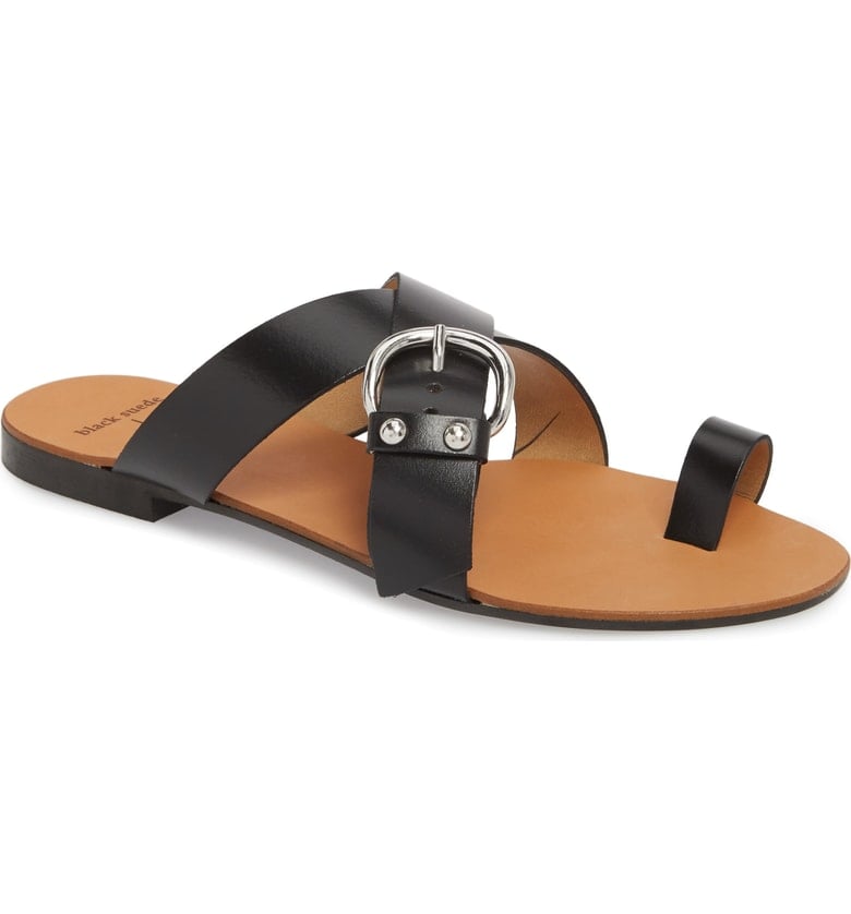Black Suede Studio Elyse Slide Sandal