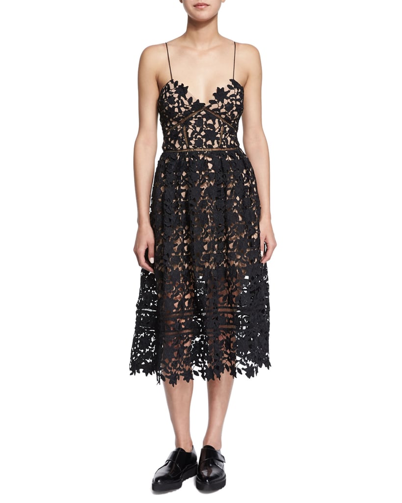 The answer to what to wear to all your Fall weddings is this dress ($363). Self Portrait's beautiful lace confections balance sex appeal with romance, and a super flattering silhouette. After their debut presentation at New York Fashion Week, I've become a die-hard fan — can you blame me? 
— HM, editor