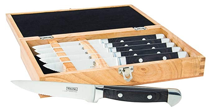 Viking Pakka Wood Steak Knife Set With Rubberwood Box