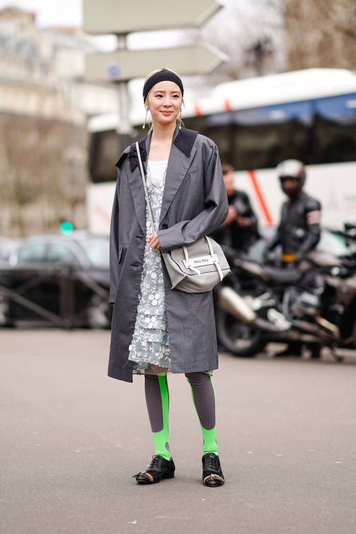 Style Your Dress With Leggings, a Long Coat, and a Headband | How to ...
