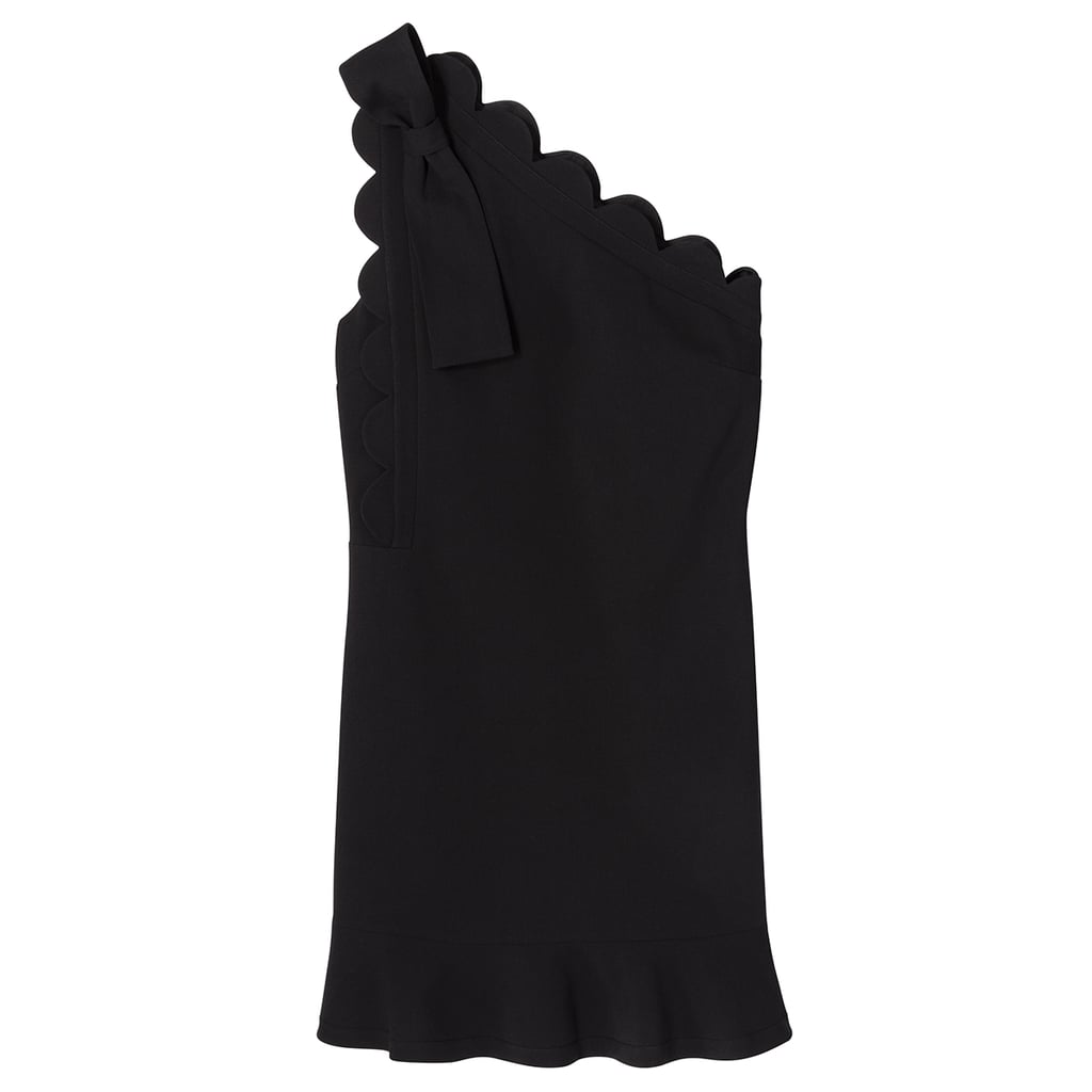黑色单肩裙子和弓和扇贝修剪(40美元)