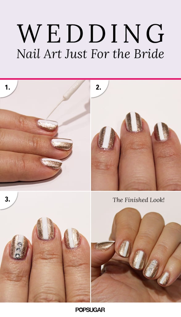 Bridal Nail Art With Rhinestones