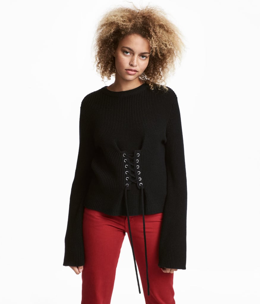 H&M Knit Sweater With Lacing Fall Sweaters H&M 2017 POPSUGAR