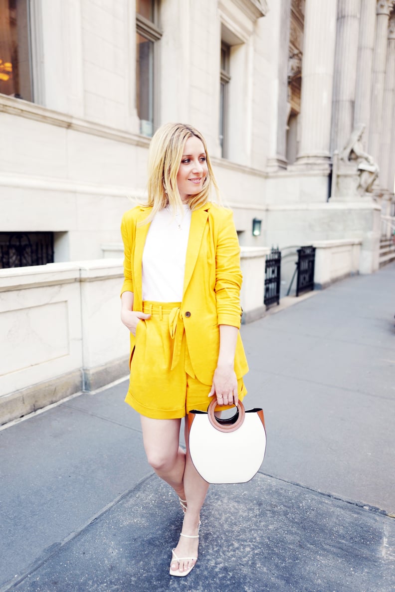 Yellow blazer and shorts set outlet