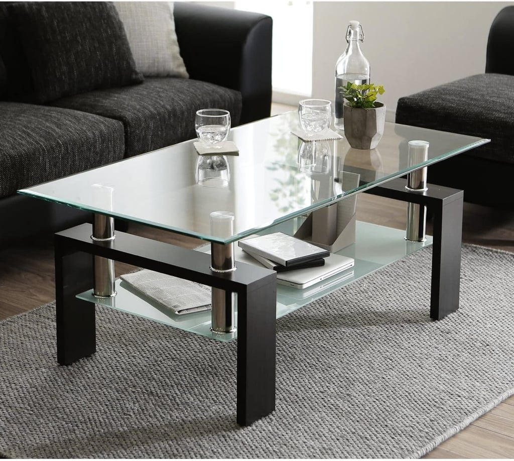 Glass Coffee Table With Lower Shelf