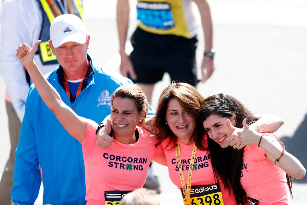 Survivor Celeste Corcoran was all smiles while finishing alongside her daughter and sister.