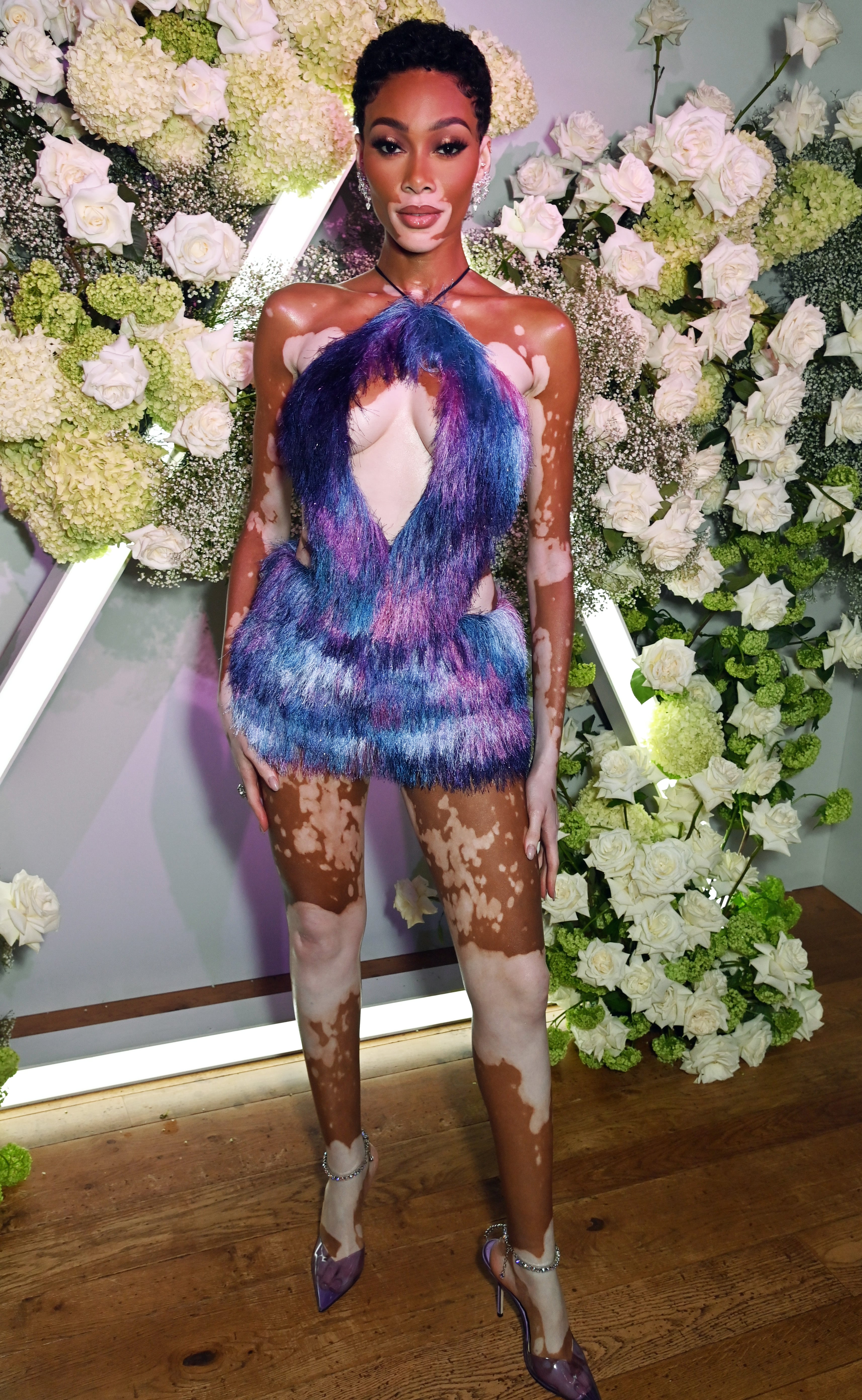 Winnie Harlow's Fuzzy Cutout Dress at Vogue World: London