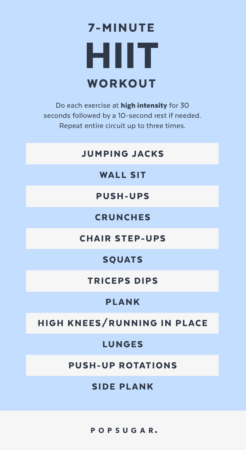 7-Minute No Weights Workout – click to view and print this