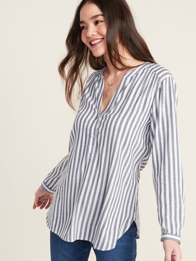 Old Navy Vertical-Stripe Split-Neck Popover Tunic