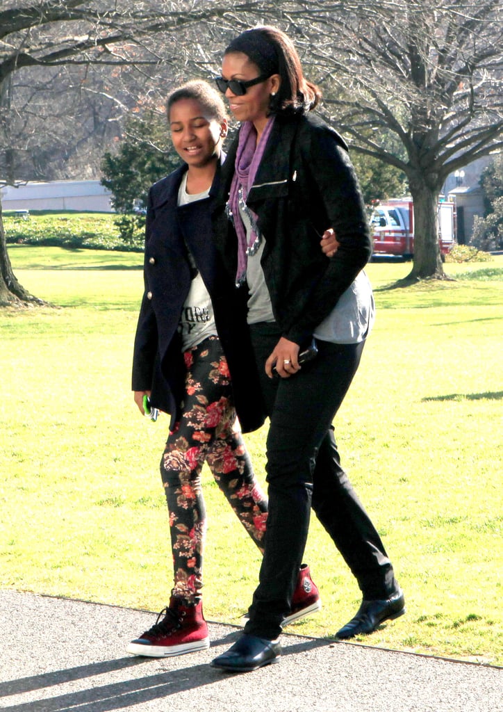 Michelle and Sasha showed off their similar style in early 2013.