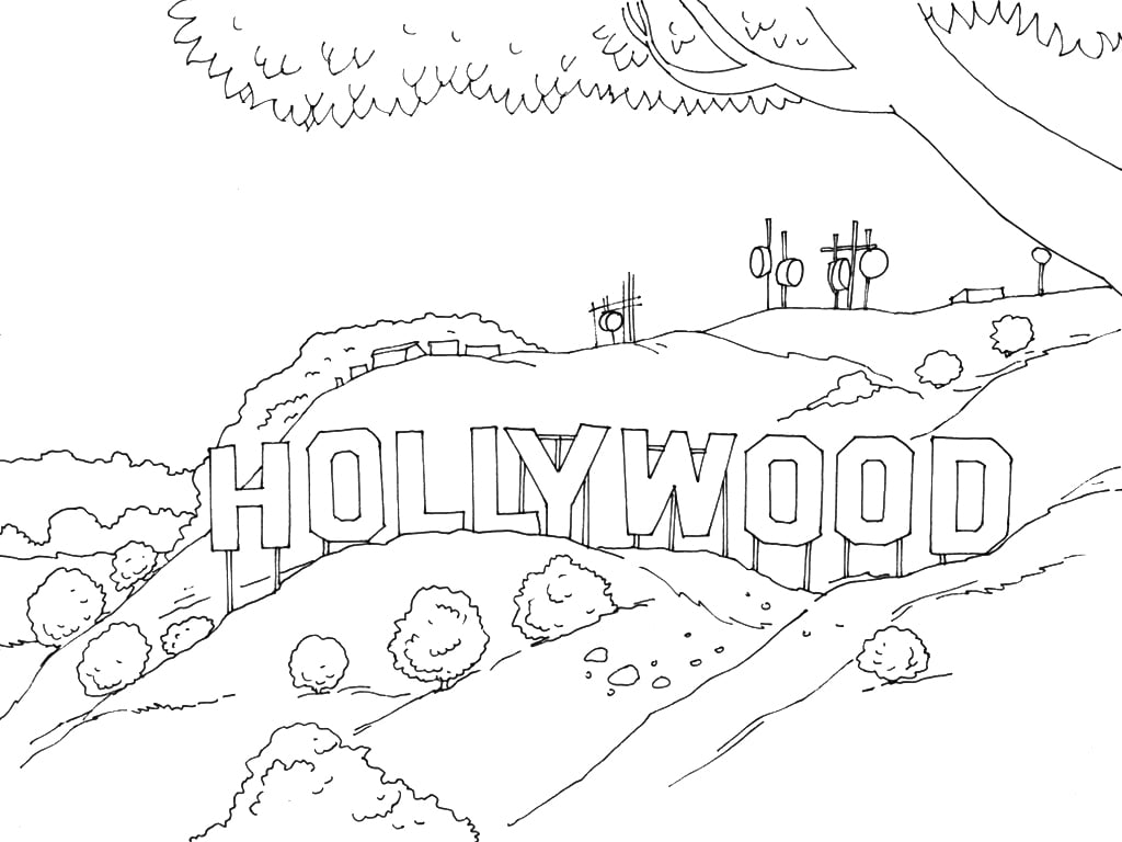 成人涂色页:好莱坞标志