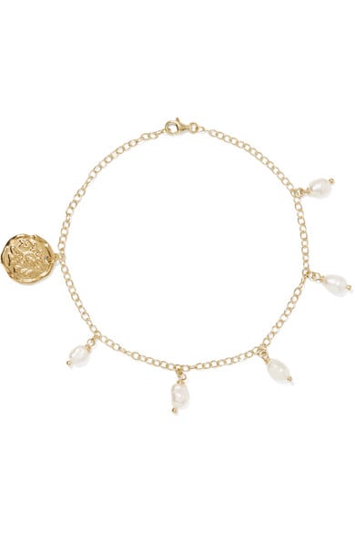 Ancient Greek Sandals Gold-Tone Faux Pearl Anklet