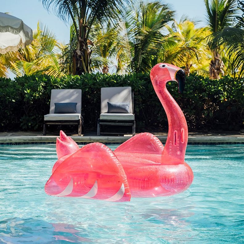 Funboy Clear Pink Glitter Flamingo Float