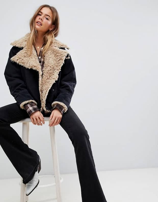 Free people owens sherpa cheap denim jacket