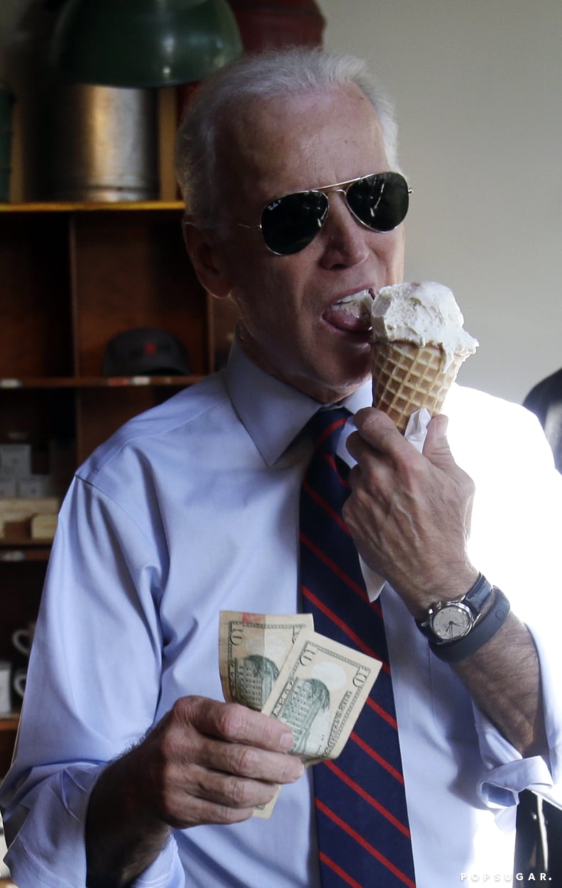 The picture-perfect moment he started licking his ice cream before he even paid for it . . .