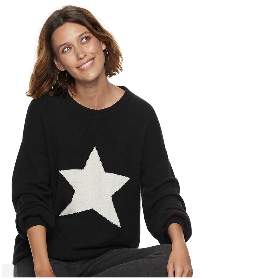 Print Balloon-Sleeve Sweater