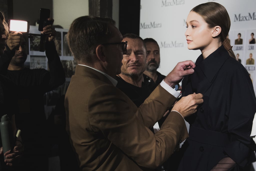 Gigi Getting Ready For Max Mara Backstage