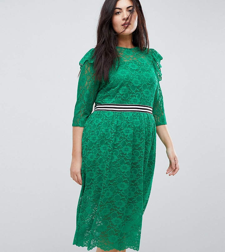 Midi Lace Tea Dress With Sports Tipping