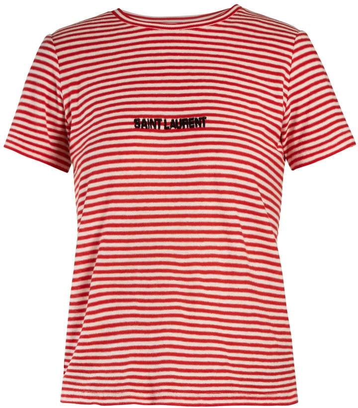 Saint Laurent Logo-Intarsia Striped T-Shirt