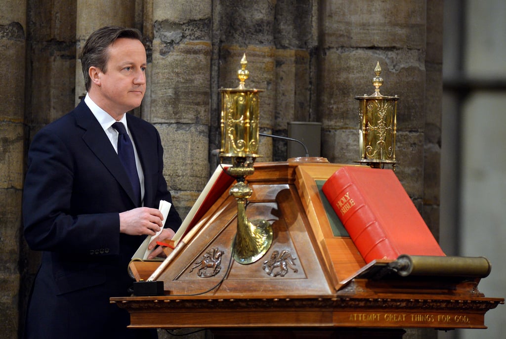 Prime Minister David Cameron spoke at the service.
