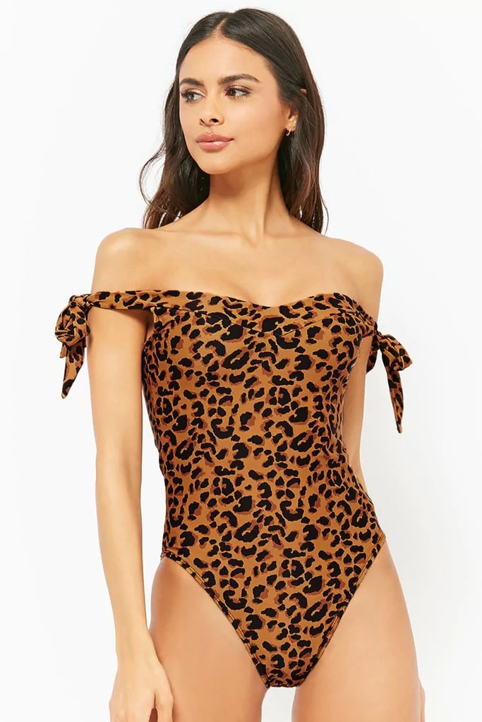 Motel Leopard Off-the-Shoulder Swimsuit