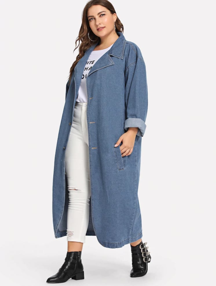 Shein Plus Longline Denim Outerwear