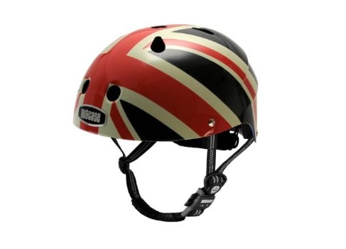 The royal baby can protect his noggin with Nutcase's Little Nutty Union Jack Bike Helmet ($60).