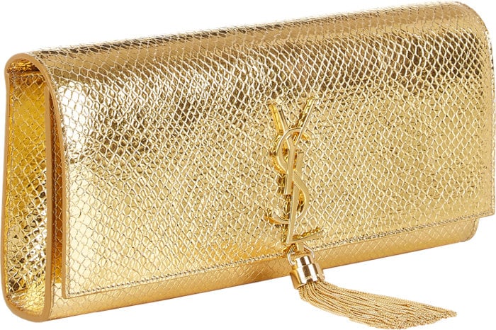 Saint Laurent Python-Stamped Monogramme Long Clutch ($1,750)