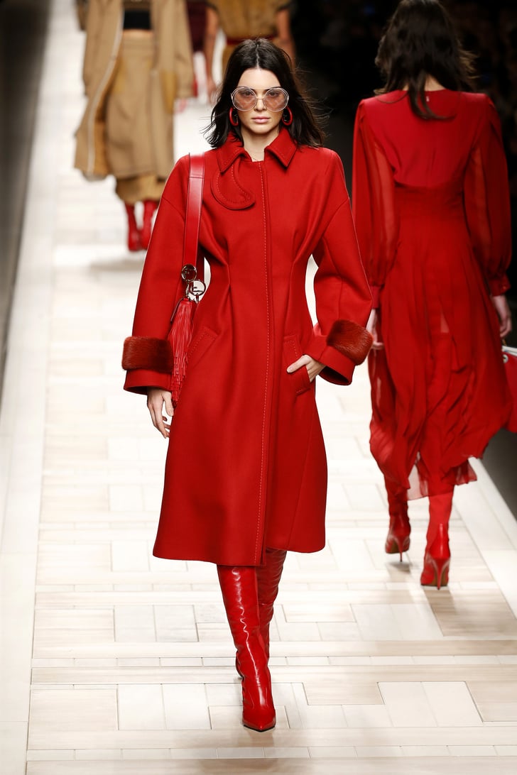 She Painted the Runway Red in a Monochrome Outfit at Fendi | Kendall ...