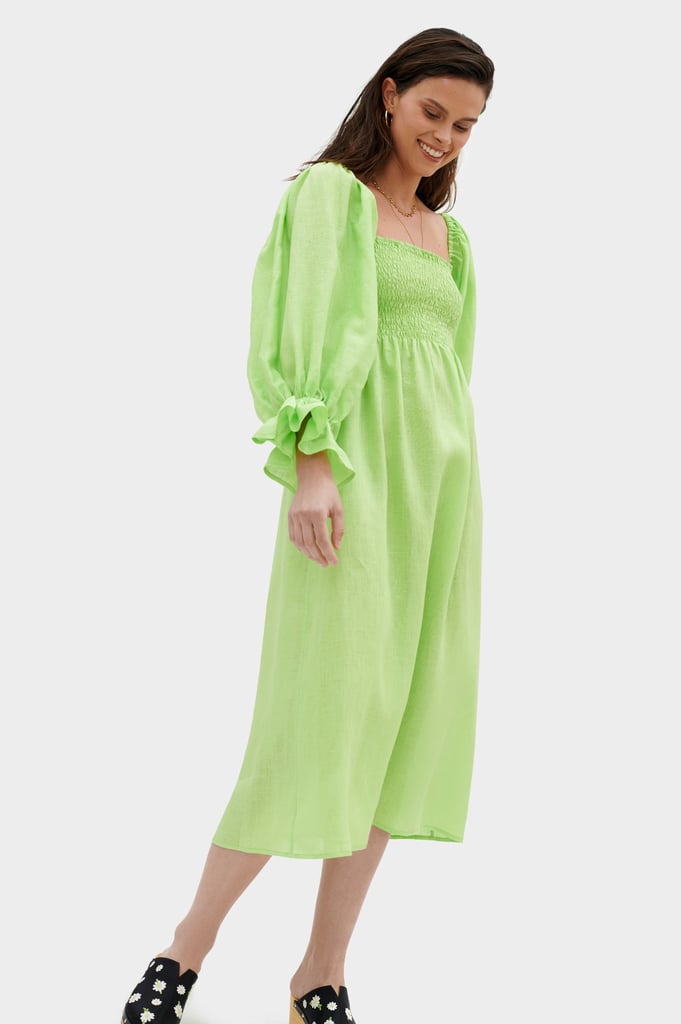 Sleeper Atlanta Linen Dress in Lime