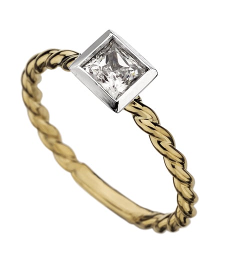 Phyllis Bergman Bezel-Set Princess-Cut Textured Shank Engagement Ring ($1,530)