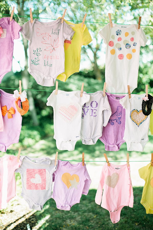 baby shower activity idea: bib or onesie decorating station