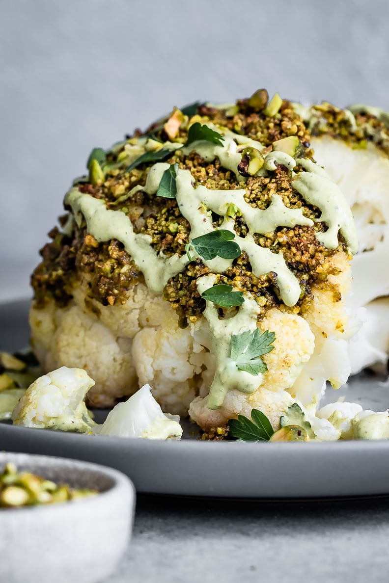 Pistachio-Crusted Cauliflower with Pistachio Cream Sauce