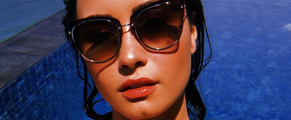 Demi Lovato Orange-Patterned One-Piece Swimsuit