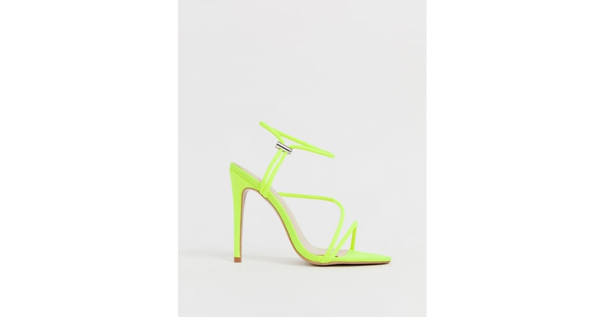 Simmi London Cassie Neon Yellow Toggle Detail Heeled Sandals | Sandals ...